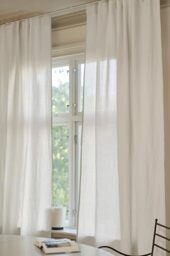JOTEX LINA Linen-Mix Multifunctional Curtains, Set of 2, Semi-Transparent Linen and Cotton Curtains (Pack of 2) - Natural White, 135 x 250 cm