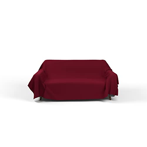 Italian Bed Linen Max Color Plain Plain Bed Cover, Bordeaux, 170 x 300 cm