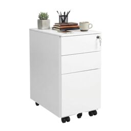 SONGMICS Mobile File Cabinet, Office Cabinet with Wheels and Lock, for A4, Legal, Letter Sized Documents, Hanging File Folders, White OFC031W01