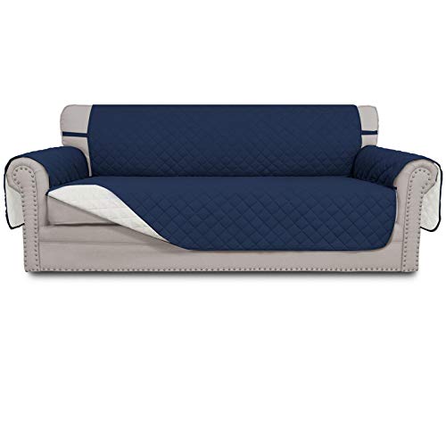 Easy-Going Sofa Slipcover Reversible Sofa Cover Water Resistant Couch Cover with Foam Sticks Elastic Straps Furniture Protector for Pets Kids Children Dog Cat (Sofa, Navy/Ivory)