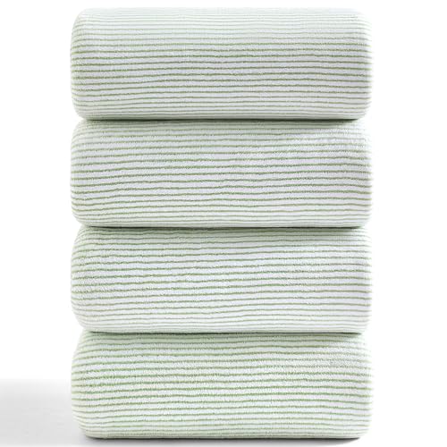 "4 Piece Bath Towel Set 35""x70""Oversized Bath Towel for Bathroom Ultra Soft Fluffy Extra Large Bath Sheet Luxury Premium Bathroom Towel Highly Absorbent Quick Dry Shower Towel for Hotel Spa,Green White"