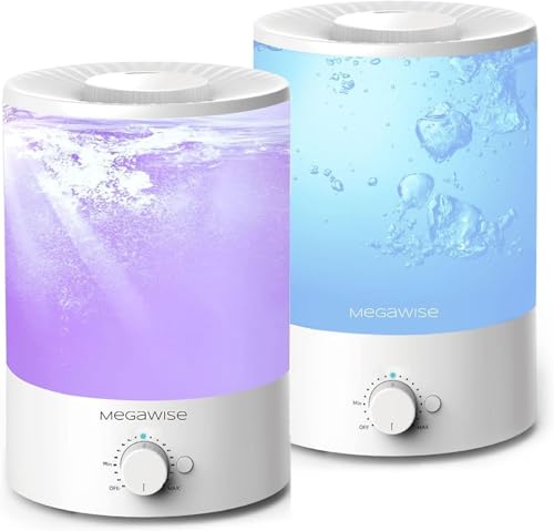 H1-XIT 2 Pack of MGEAWISE 3.5L Top Refill Large Openning Cool Mist Humidifiers for Babies, Bedroom, Nursery, Home and Office - Super Quiet Ultrasonic Vaporizer