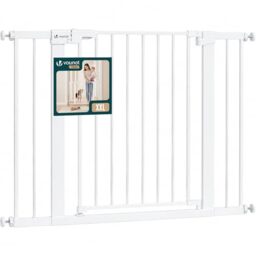 VOUNOT® Safety Gate for Stairs 103-110cm, Pressure Fit Baby Gate with Auto Close, Double Locking System, Two-Way Opening, No Drill Stair Gate for Children and Pets, White