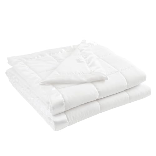 Madison Park Windom Down Alternative Blanket, Premium 3M Scotchgard Moisture Wicking Treatment, Lightweight and Soft Bed Cover For All Season, Satin Trim, White Twin