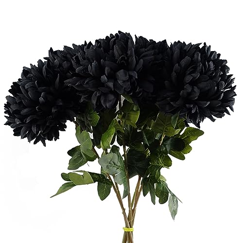 Leaf Design Artificial Flowers, 75cm, 6 X 75cm Black Chrysanthemum