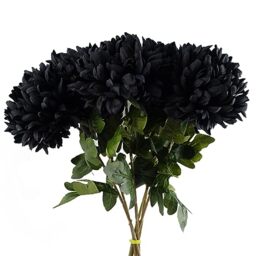 Leaf Design Artificial Flowers, 75cm, 6 X 75cm Black Chrysanthemum