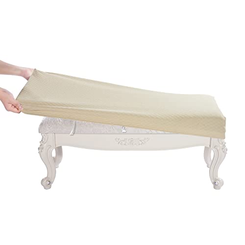 "BUYUE Luxury Shoe Bench Cover, (36.5""- 48"") L x (13.8""- 18"") W Stretch Jacquard Washable Rectangle Long Dining Bench Slipcover (L, Beige)"