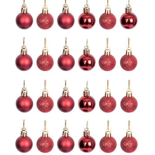30mm/12Pcs Christmas Baubles Shatterproof Dark Red, Christmas Tree Decorations Ball Ornaments Balls Xmas Hanging Decorations Holiday Decor - Shiny,Matte,Glitter