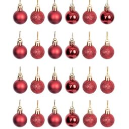 30mm/12Pcs Christmas Baubles Shatterproof Dark Red, Christmas Tree Decorations Ball Ornaments Balls Xmas Hanging Decorations Holiday Decor - Shiny,Matte,Glitter