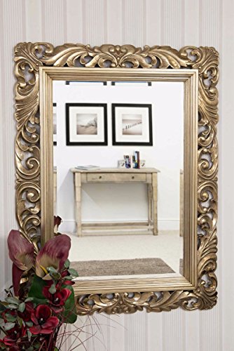 "NEW VERY LARGE SHABBY CHIC BEVEL GLASS OVERMANTLE WALL MIRROR 49"" x 37"" (Silver)"