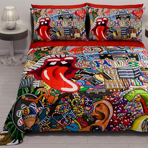 PETTI Artigiani Italiani - Summer Single Bedspread 170 x 260 cm 100 g/m² Double Face, Spring Single Bed Quilt, Lightweight Quilt, Murals, 100% Made in Italy