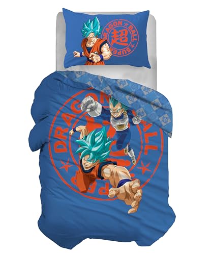 Dragon Ball Single Duvet Cover Set, 100% Cotton, Single Duvet Cover Set, Duvet Cover + Pillowcase, Bedding for the Bedroom, Official Product, Does Not Contain Fitted Sheet