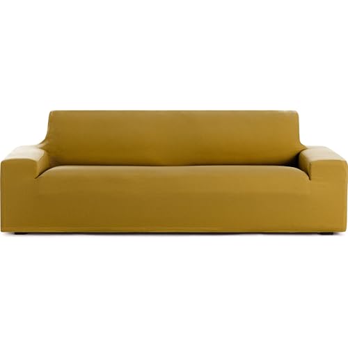 ECOMMERC3 Bi-elastic Breathable 3 Seater Sofa Cover ??? Non-Slip Fit Sofa Cover, Mustard Colour, Easy to Put on and Remove, Includes Fastening Foams