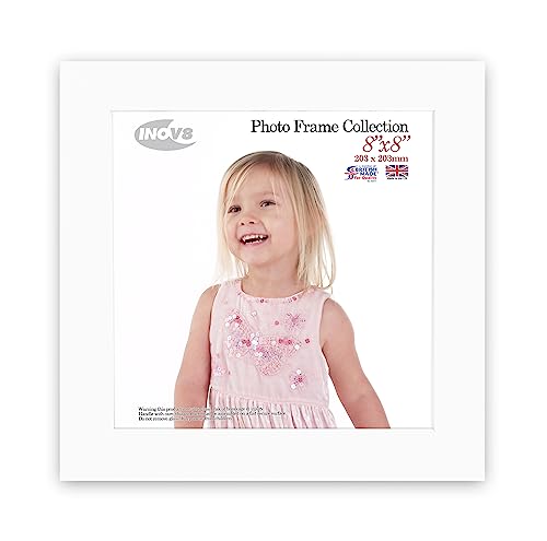 "Inov8 British Made Real Wood Picture/Photo Frame 8x8"" Inch(20x20cm) - Kayla 30mm White"