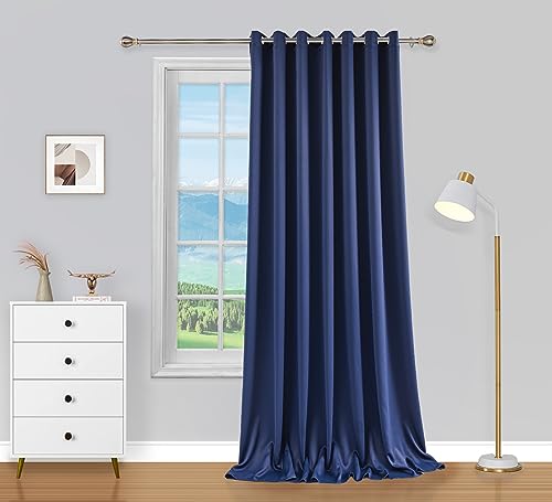 PI Blackout Door Curtains Extra Long and Wide,Grommet Privacy Room Divider Sliding Door Curtains Thermal Insulated Window Treatment for Living Room/Bedroom/French Door/GLASSDOOR(Navy, W100XL120)