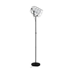 Eglo Floor lamp Bittams, 1 Flame Floor lamp Vintage, Industrial, Floor lamp Made of Steel and Textile, Living Room lamp in Black, White, lamp with Switch, E27 Socket