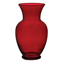 "Floral Supply Online 10 5/8"" Spring Garden Vase and Flower Guide Booklet- Decorative Glass Flower Vase for Floral Arrangements, Weddings, Home Decor or Office. (Ruby Red)"