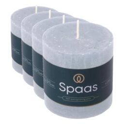 Spaas Rustic Pillar Candle 70/70 mm 25h, Light Blue (Pack of 4)