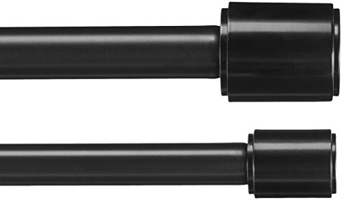 Amazon Basics Extendable Double Window Curtain Pole with Cap Finials, 19 mm Diameter, 183 to 366 cm, Black