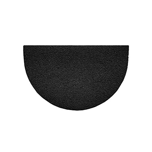 Nicoman Embossed Halfmoon Half Circle Door Mat Dirt-Trapper Jet-Washable Doormat 70x44cm (Black, PLAIN) - Use Indoor or Sheltered Outdoor