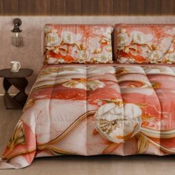 PETTI Artigiani Italiani - Winter Quilt, Winter Duvet, Double Sided Quilt, Solid Colour and Digital Floral Print 06 11, 100% Microfibre, Made in Italy