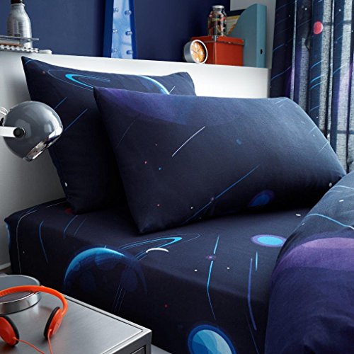 Gaveno Cavailia Kids Panel Sheet Set Space Chimp Single Children Character Bedding 2 Piece Printed Easy Care Bedlinen 1 Fitted Bedsheet and 1 Matching Pillow Case