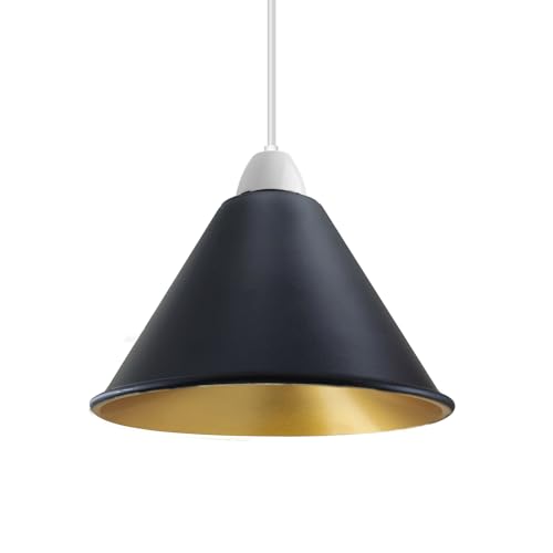 LEDSone Black Gold Inner Metal Lamp Shades,18cm Light Shade Modern Lampshades for Ceiling Lights Table Lamps and Floor Lamps, Easy Fit Rustic Pendant Light Shades Ceiling for Living Room, Bedroom