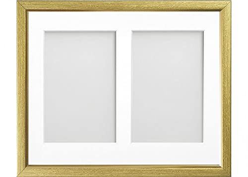 Frame Company Drayton Multi Aperture Photo Frame, Gold with Gold Inset, 10x8 for 6x4 inch (x2)