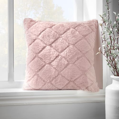 Catherine Lansfield Cosy Diamond 43x43 cm Filled Cushion Blush