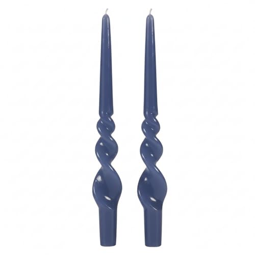 Set of 2 Candlestick Candles Lacquered Handmade - Home Decor Collection - Height 30 cm - Cereria di Giorgio - Blue Dusk Colour