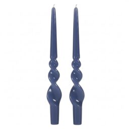 Set of 2 Candlestick Candles Lacquered Handmade - Home Decor Collection - Height 30 cm - Cereria di Giorgio - Blue Dusk Colour