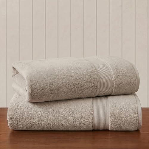 "Madison Park Signature 800GSM 100% Cotton Luxurious Bath Towel Set Highly Absorbent, Quick Dry, Hotel & Spa Quality for Bathroom, Bath Sheet 34"" x 68"", Natural 2 Piece"