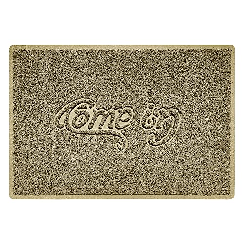 Nicoman COME-IN Embossed Shape Door Mat Dirt-Trapper Washable Barrier Doormat-(Use Indoor or Sheltered Outdoor)-(90x60cm/3x2ft,Large) Beige