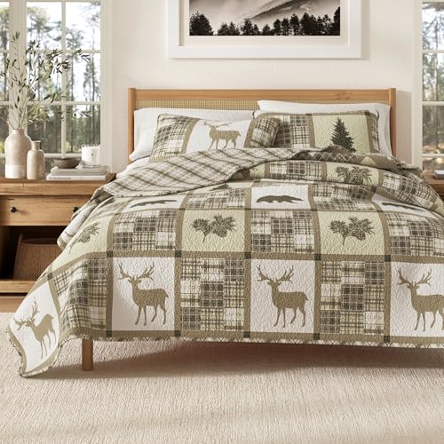 Great Bay Home Lodge Bedspread Twin Size Kid's Quilt Set with 1 Sham. Cabin 2-Piece Reversible All Season Quilt Set. Rustic Quilt Coverlet Bed Set. Stonehurst Collection.