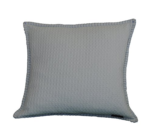 AM Home Feather Insert Diamond Texture Pillow with Whipstitch, Cotton, Wan Blue, Queen