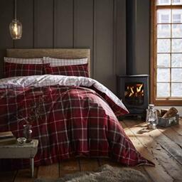 Catherine Lansfield Bed Sheets Set, 100% Cotton, red, 210X280+50X155