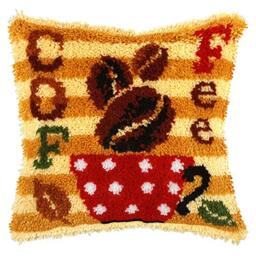 Orchidea Latch Hook Cushion Kit Coffee, Assorted, 16x16 inch