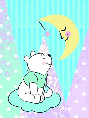 Komar Disney Winnie the Pooh Moon Wall Picture for Nursery Baby Room Decoration Art Print Without Frame Available in 3 Sizes, , Colourful, 30 x 40 cm