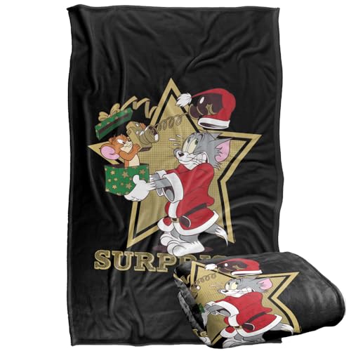 LOGOVISION Tom And Jerry Christmas Surprise Silky Touch Super Soft Throw Blanket 91 x 147 Cm