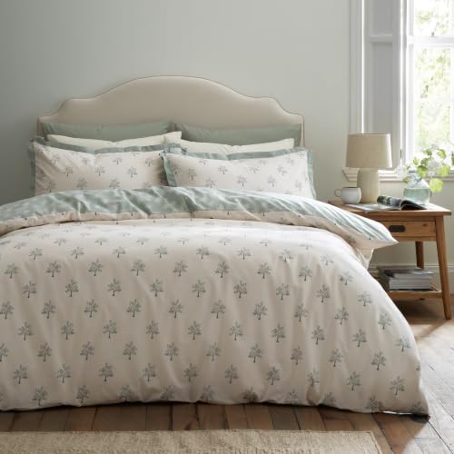Emily Bond Dapplewood Trees Cotton Double Duvet Cover Set Cream