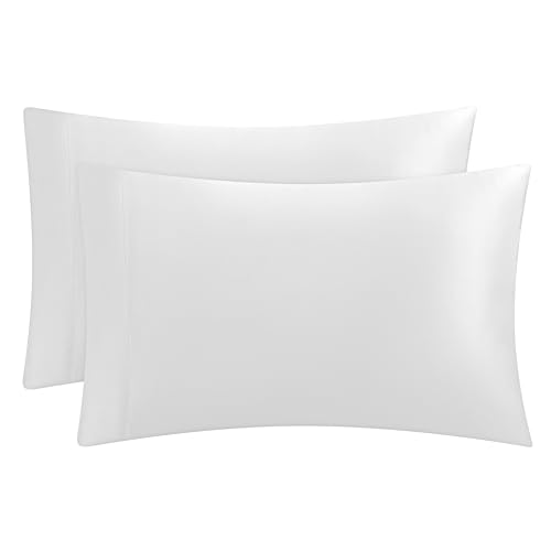 Juicy Couture Satin Pillowcase for Hair and Skin, Pure White King Size Pillowcase Set of 2 - Silky Satin Cooling Pillow Covers with Envelope Closure