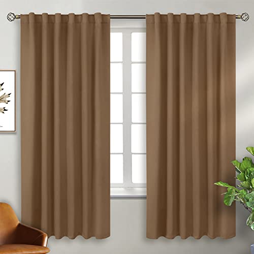 BGment Rod Pocket and Back Tab Blackout Curtains for Bedroom - Thermal Insulated Room Darkening Curtains for Living Room, 2 Window Curtain Panels (52 x 72 Inch, Taupe)