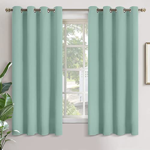 YoungsTex Light Sage Blackout Curtains 63 Inch Length for Bedroom - Grommet Thermal Insulated Drapes Darkening Privacy for Living Room Windows, 2 Panels, 52 x 63 Inch