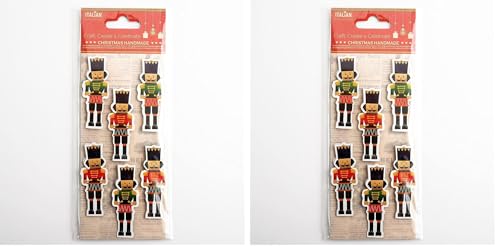 Italian Options 6cm Nutcracker Soldiers Christmas Craft Decorations - Self Adhesive (6 pcs) (Pack of 2)