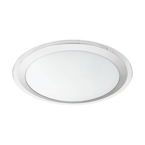 EGLO Competa 1 LED Ceiling Light, 1-Bulb Ceiling Light, Material: Steel and Plastic, Colour: Silver, White, Diameter: 43.5 cm