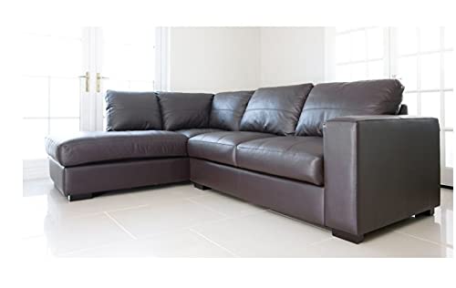 Sofas and More WESTPOINT - CORNER SOFA – FAUX LEATHER – LEFT HAND SIDE (brown)