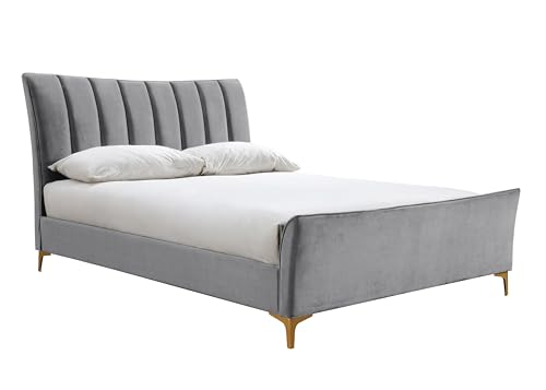 Birlea 135cm Clover Fabric Bed Grey Velvet