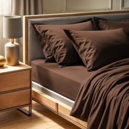 100% Cotton Ranforce Single Fitted Sheet (100 x 200 + 30 cm), Dark Brown, 155 Thread Count - Machine Washable at 30°C - Soft & Durable for Comfort