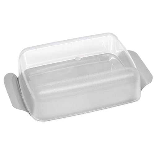 Fackelmann Butter Box Set of San/Stainless Steel, Transparent/Silver, 6.5 x 4.1-Inch, 2-Piece
