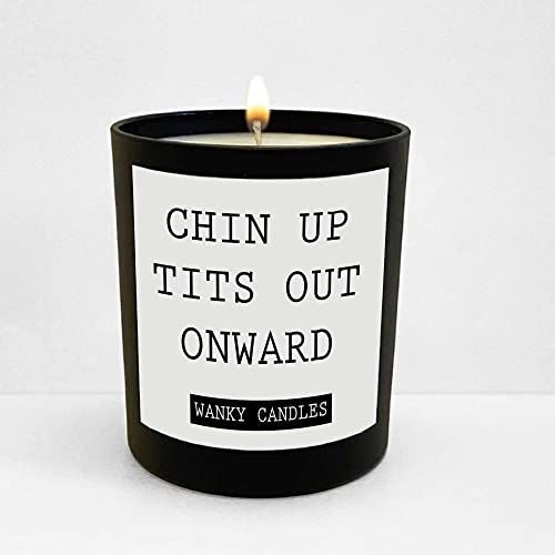 Wanky Candle Black Scented Candle Friendship Funny Gift for Friend Rude Candle Chin Up Tits WCBJ29